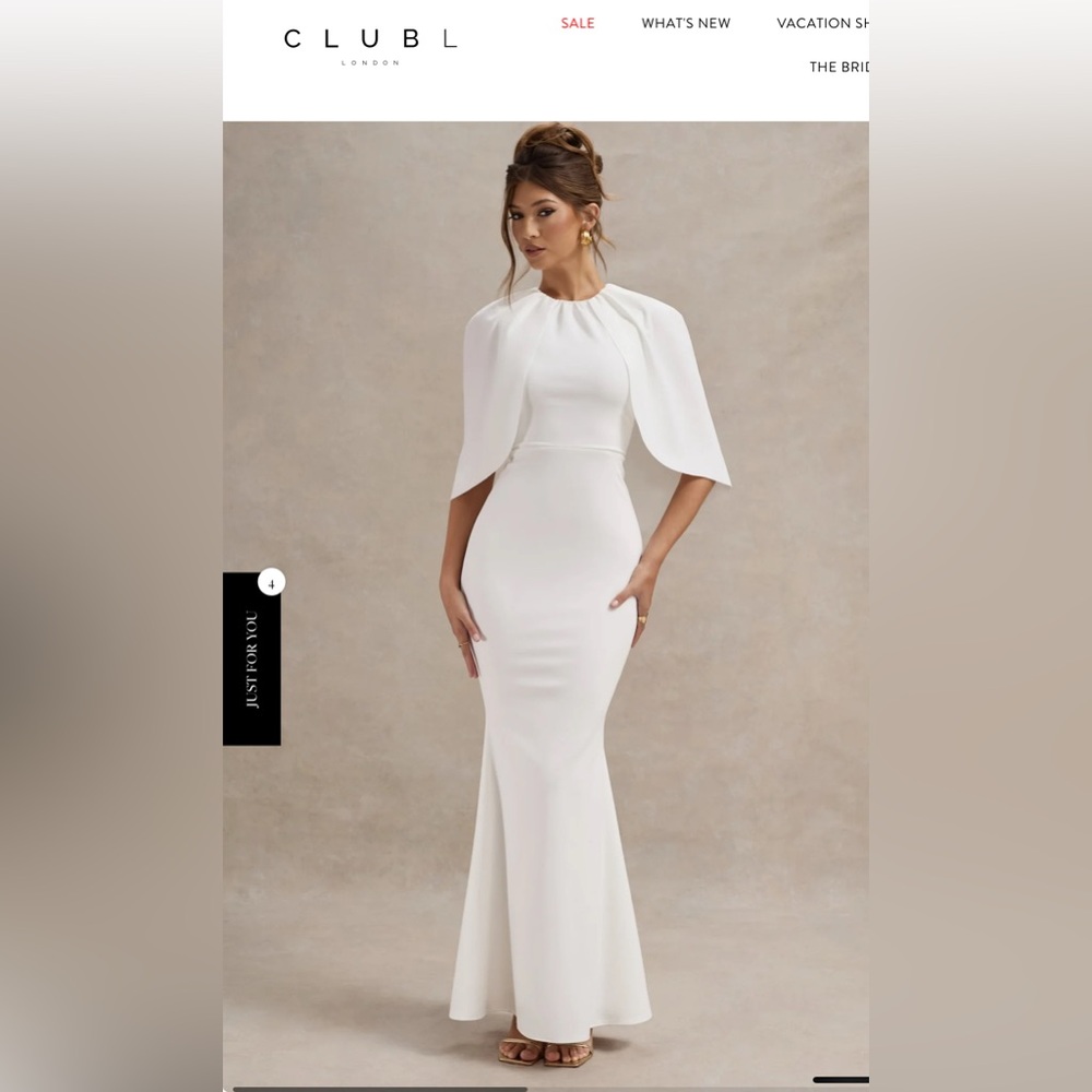 Club L London White Maxi Dress with Cape Sleeves